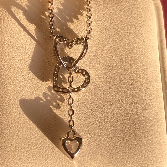 NWOT Sterling Silver 3 Heart Necklace - Picture 4 of 7
